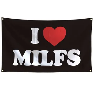 Ich liebe Milfs Flag 3x5 Ft mit hell farbigen Messing Ösen 100D Polyester außerhalb Banner Dekor