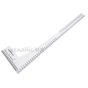 Kearing New Thick Flexible White Plastic L Square pattern making ruler for sewing fashion design and measuring #5850