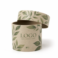 Boîte d'emballage cylindrique personnalisée avec logo, vente en gros, nature, feuilles, herbes, boîte cadeau durable, prix d'usine