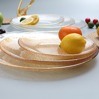 Plateau à aliments en verre de grande taille, assiettes en verre avec ligne dorée assiettes en cristal pour dîner, nouveau Design