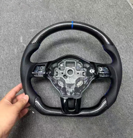 Volant en fibre de carbone forgé avec surpiqûres rouges, accessoires de modification automobile pour Volkswagen VW Golf MK6 GTI R Scirocco R en cuir