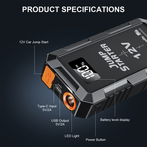 Démarreur de Voiture d'Urgence et <span class=keywords><strong>Batterie</strong></span> Externe 6000mAh 8000mAh 10000mAh 14800mAh – Booster Auto pour <span class=keywords><strong>Batterie</strong></span> Défectueuse et Assistance Routière - Product Image 4