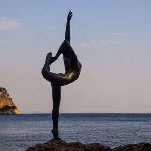 Statue de danseur debout minimaliste Art Déco en bronze pour jardin - Product Image 3