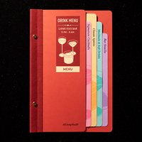Menu de cocktails personnalisé en tissu, avec intercalaires de couleur, pour restaurant, bar, bistro