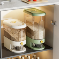 Distributeur de riz à pression, boîte de rangement hermétique en plastique pour céréales domestiques avec tasse doseuse