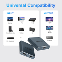 Répartiteur vidéo 4K OEM gris métallique 1x2 pour HDTV, 1 entrée 2 sorties avec câble d'alimentation Type-C DC5V