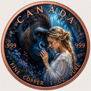 Moneta in rame puro da 1oz .999 Canada 2025 Angelo vs Diavolo, Distintivo rotondo in rame puro con duale mitologia in contrasto - Product Image 1
