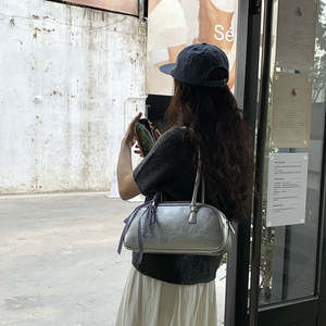 Bolso de mano estilo ballet coreano personalizado para mujer, bolso de hombro plateado para mujer, bolso tote - Product Image 3