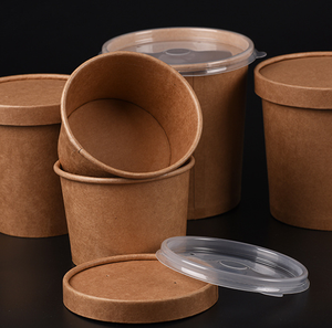 Cuenco redondo desechable biodegradable, caja de papel Kraft para llevar marrón, contenedor de comida para el almuerzo - Product Image 6