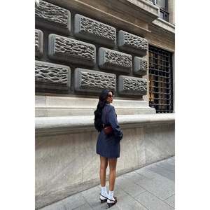 Gabardina Osanna Azul Marino para Mujer, Doble Botonadura, Estampada, Impermeable, Casual, para Primavera/Invierno, Personalizable, de Cachemira y Algodón - Product Image 1