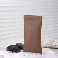 Étuis en cuir PU, sac souple pour lunettes, étui à lunettes de soleil en cuir avec fermeture à pression supérieure, rangement de voyage, sac à lunettes de soleil en cuir