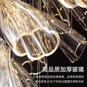 Lámpara de araña de lujo con forma de pétalo, fuente de luz LED, base de bombilla E27, control de interruptor para sala de estar, comedor, decoración de hotel - Product Image 4