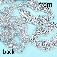 Patchs thermocollants à strass effet lèvres argentées brillantes pour vêtements et chaussures – Vente chaude