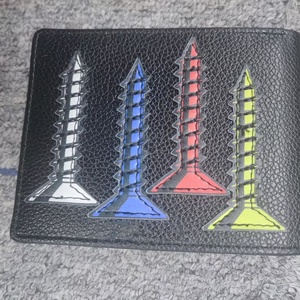 BOS24101502 Customizable Vintage Genuine Leather <b>Wallet</b> Unisex Luxury Short Open <b>Waterproof</b> Colorful Hollow Design RFID Stylish - Product Image 2
