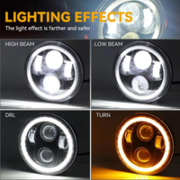 HYNBYZJ Phares LED ronds de 5,75 pouces, faisceau haut et bas, anneau halo, yeux d'ange pour Jeep, pour tout-terrain, pour voiture