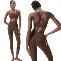 Ensemble de yoga 2 pièces pour femme, avec soutien-gorge à bords ondulés et legging, coupe ajustée, respirant, grande taille, séchage rapide, pour le sport et le fitness