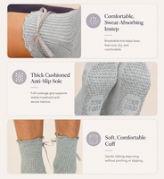 Chaussettes de Pilates pour femmes, chaussettes de Pilates antidérapantes personnalisées, chaussettes de yoga de couleur unie avec nœud, design tricoté respirant, personnalisables