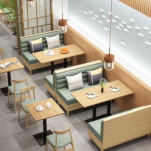 ชุดที่นั่งบูธร้านอาหารไม้สไตล์โมเดิร์น หุ้มผ้า ดีไซน์สแกนดิเนเวียน เฟอร์นิเจอร์เชิงพาณิชย์ที่ทนทานสำหรับรับประทานอาหาร - Product Image 6