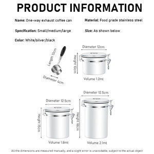 Deweisi 1L 3L cà phê Canister thép không gỉ kín cà phê đậu lưu trữ căn cứ container kín <span class=keywords><strong>Jar</strong></span> cho ngũ cốc đường trà - Product Image 2