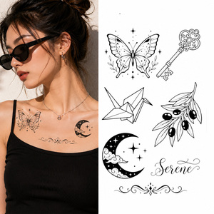 Tatuajes Temporales Herbales Resistentes al Agua, Serie Viaje Oceánico, Mariposa y <span class=keywords><strong>Luna</strong></span>, de Larga Duración, Éxito de Ventas Transfronterizo - Product Image 3