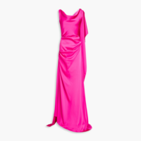 Robe longue en satin pour femmes avec 1 manche Robes de soirée élégantes noires et roses Robes de soirée pour vêtements élégants pour femmes