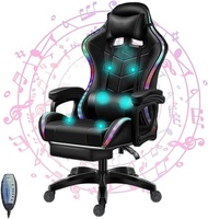 Chaise de jeu de haute qualité, confortable, avec éclairage RVB, chaises d'ordinateur, chaise de jeu avec massage à 7 points, haut-parleurs et LED pour adultes