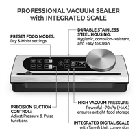 Scelleuse sous vide automatique en acier inoxydable avec balance, design compact, capacité jusqu'à 1,0 L pour usage domestique