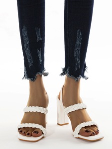 Fatti a mano Treccia Ultimo Disegno Artigli Haut Sexy Escarpins Bianco a Blocchi di Colore Delle Donne della Punta Quadrata <span class=keywords><strong>Tacchi</strong></span> - Product Image 3