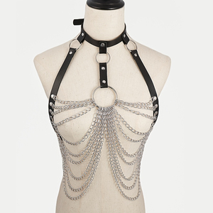 A Punk Fashion Faux Leather Sexy Strappy Design Suit with <strong>Strapless</strong> Upper <strong>Body</strong> and a Hundred Ties for Women - Product Image 2