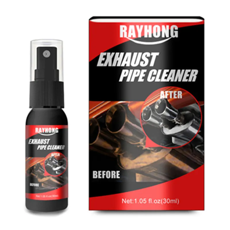 Rayhong 30ml nettoyeur de tuyau d'échappement d'automobile moto brosse de pulvérisation serviette tampon à récurer métal anti-rouille voiture ensemble de nettoyage de tuyau d'échappement