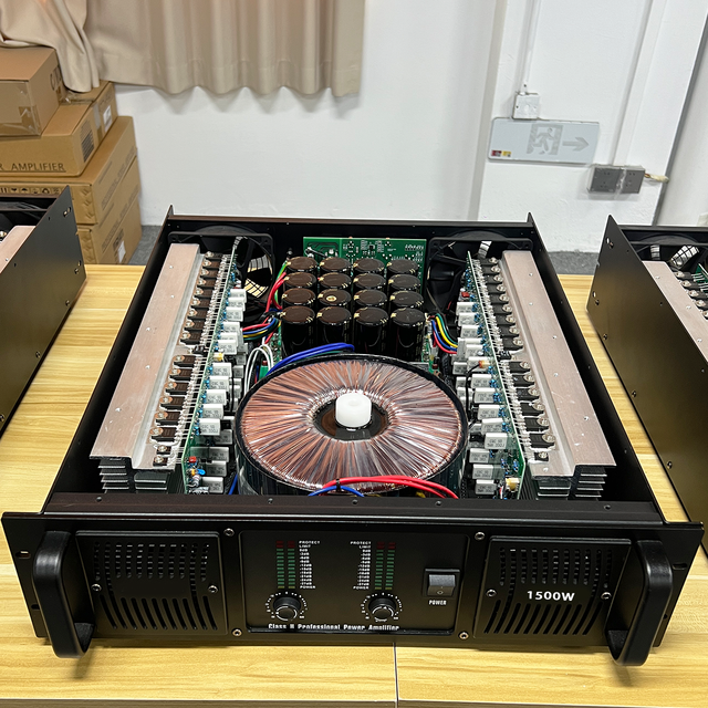 Professional-grade Class H 3U 2*1500W Power Amplifier with Thermal Design and Overload protection Suitable for Stage Use.