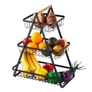 Panier en métal portable multifonctionnel pour le rangement des fruits et légumes de cuisine et plateau à bonbons et snacks, plateau à fruits - Product Image 1