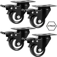 Roulettes modernes légères pour meubles, 1,5-2,5 pouces, en PVC, pivotantes avec frein, tige filetée, roulement à billes, pour chariot de salon et de salle à manger