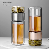 Bouteille d'eau en verre à double paroi YINUO Shenzhen avec infuseur à thé, design minimaliste, 250 ml, bouchon à vis écologique