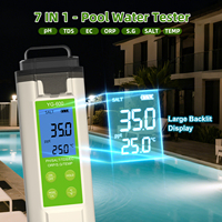 Testeur de qualité de l'eau 7 en 1 PH/EC/TDS/SG/SALT Salinité Réduction de l'oxydation ORP pour le test de qualité de l'eau de mer de réservoir de poissons