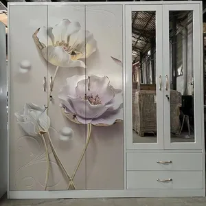 Gabinete de ropa Almirah de acero de 5 puertas de alta calidad, diseño de armario para dormitorio