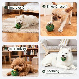 Balle distributrice de friandises pour chien en caoutchouc naturel, jouet interactif à mâcher, distributeur lent rechargeable pour chiens de petite, moyenne et grande taille - Product Image 5