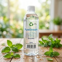 Étiquettes personnalisées lavables en PET de qualité alimentaire, autocollantes, imperméables, haute transparence, en rouleau, pour bouteilles de minéraux recyclables