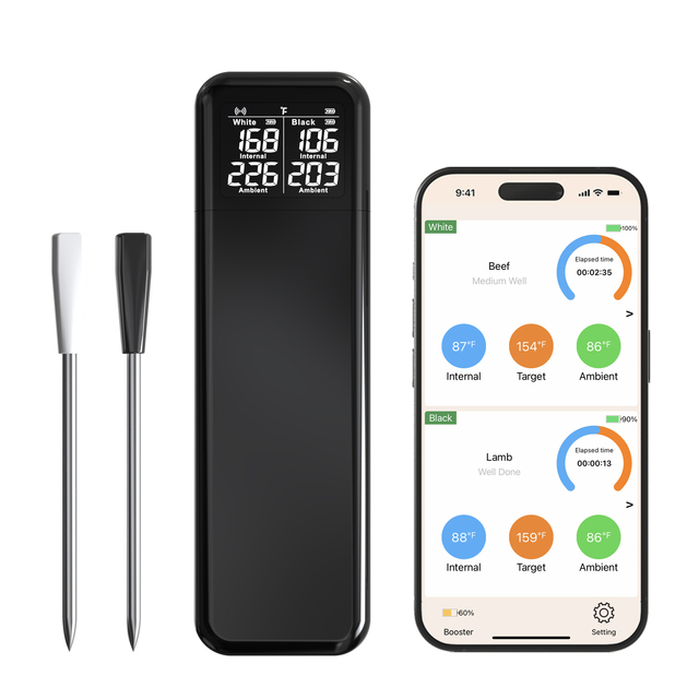 OEM Custom Logo Digital Smart Wireless Meat Thermometer with IP67 Probe Thermometer for Food BBQ Cooking Grilling Kitchen Gifts