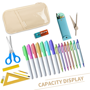 Creativo doppio lato cartoleria scuola viaggio speciale Macaron colore doppia tela porta porta porta porta porta penna borsa <span class=keywords><strong>astuccio</strong></span> - Product Image 3