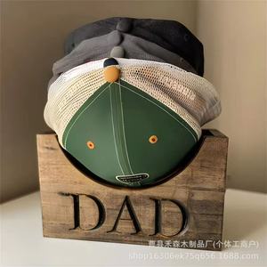 Porte-chapeaux en bois massif pour papa, boîte de rangement de bureau rectangulaire avec découpe semi-circulaire, cadeau pour la fête des pères - Product Image 2