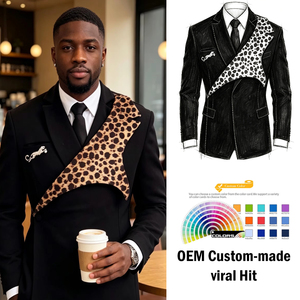 <span class=keywords><strong>Veste</strong></span> de <span class=keywords><strong>costume</strong></span> pour <span class=keywords><strong>homme</strong></span> style célébrité automne/hiver avec broche <span class=keywords><strong>imprimé</strong></span> léopard Congo Sape Culture - Product Image 1