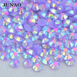 JUNAO 2ミリメートル3ミリメートル4ミリメートル5ミリメートル6ミリメートルWholesale Bulk Package Non Hot Fix Strass Flatback Crystal Stones Jelly Pink AB Resin Rhinestones