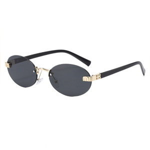 Oval Rimless Sunglasses UV400 Retro Women <b>Driving</b> Fashion Sun <b>Glasses</b> - Product Image 4