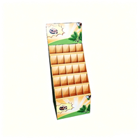 Présentoir Tropical Ondulé Personnalisable Multi-emplacements FSC pour Supermarché, Snacks de Noix de Coco, Merchandising FSDU