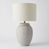 Lampes de table en céramique gris industriel avec abat-jour blanc et interrupteur pour salon, chambre, bureau, entrée, tables de nuit