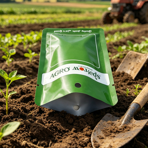 Sac à fermeture éclair à trois côtés de haute qualité personnalisé pour l'emballage des graines de légumes et de fleurs avec trou de suspension - Product Image 3