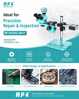 Microscope RF4 FO33C 4K HD Stéréo Trinoculaire avec Bras Articulé pour Réparation de PCB de Téléphone, Soudure et Équipement de Réparation Électronique