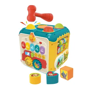 Multi-function six sides baby activity cube enlighten toys with light knocking piano colorful xylophone for kid 2020 educational