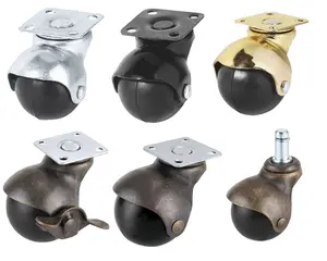 RTS PP schwarz 50mm Kugel laufrad für Sofa drehbar pp Universal Bürostuhl Rollen mit Seiten bremse - Product Image 1
